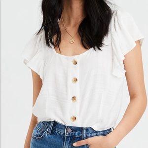 AEO WHITE BUTTON BLOUSE